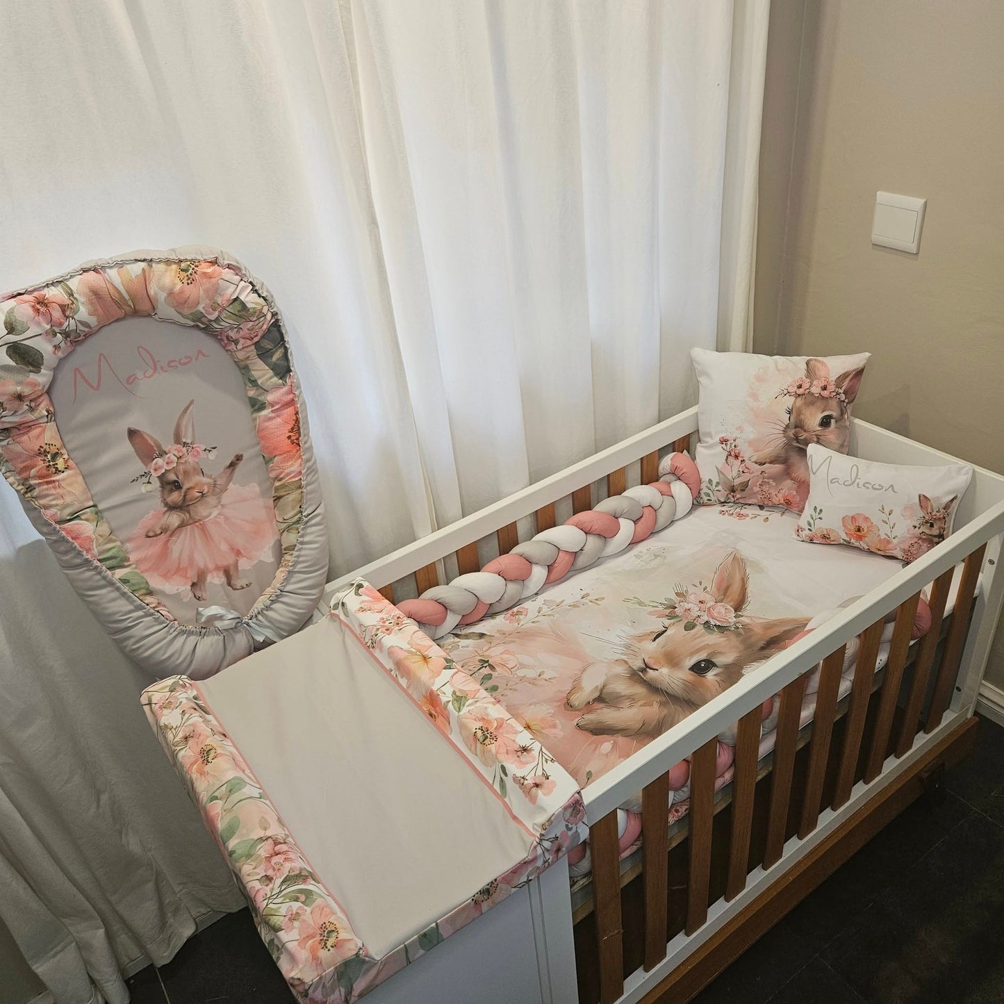 Boho Floral Ballerina Bunny  cot linen