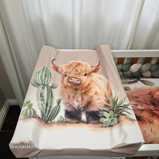 Baby Western Highland Cow Waterproof changing mat
