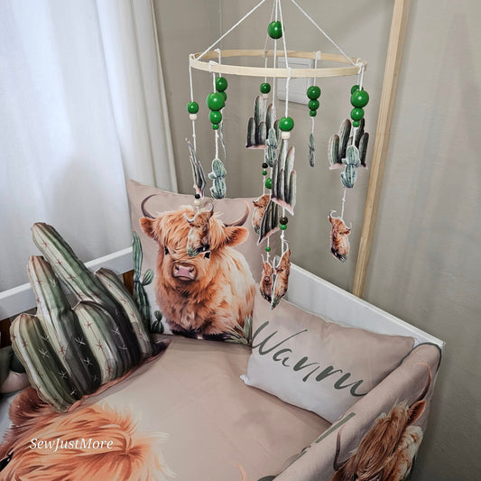 Baby Western Highland Cow Cot mobile