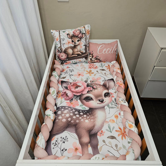 Boho Floral Deer cot linen