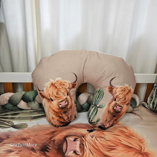 Baby Western Highland Cow nursing pillow