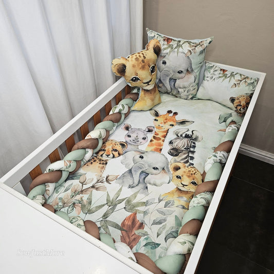 Bronze and Sage Safari cot linen