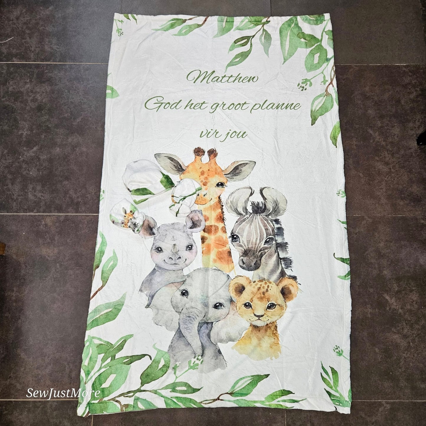 Green Leafy Safari  Fleece blanket