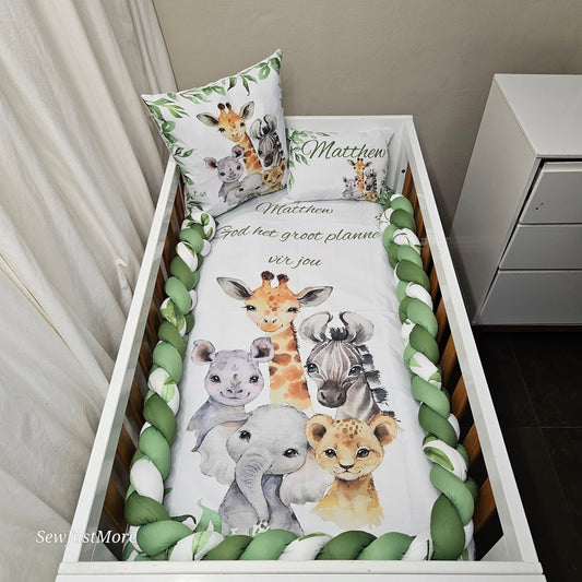 Green Leafy Safari cot linen