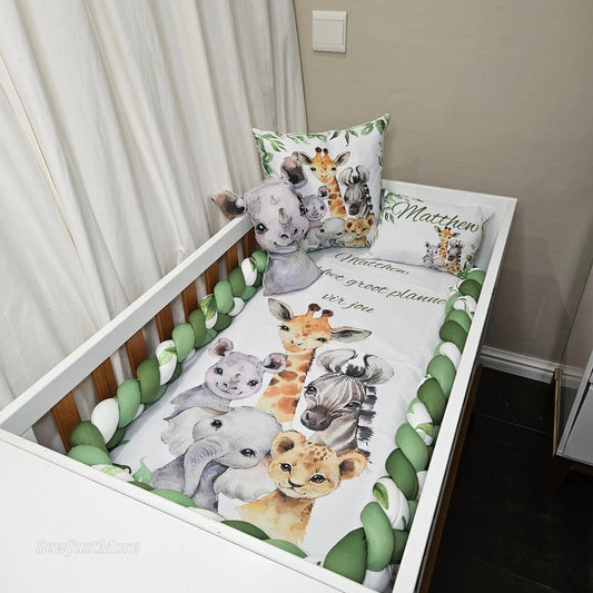 Green Leafy Safari cot linen