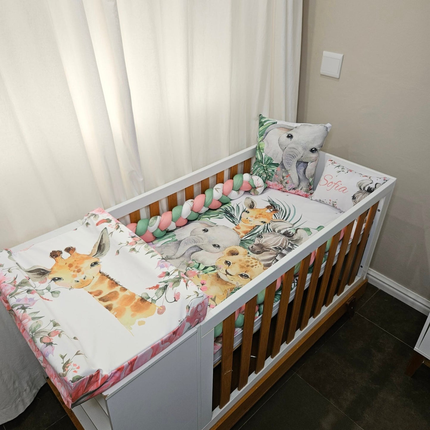 Soft Floral Safari cot linen