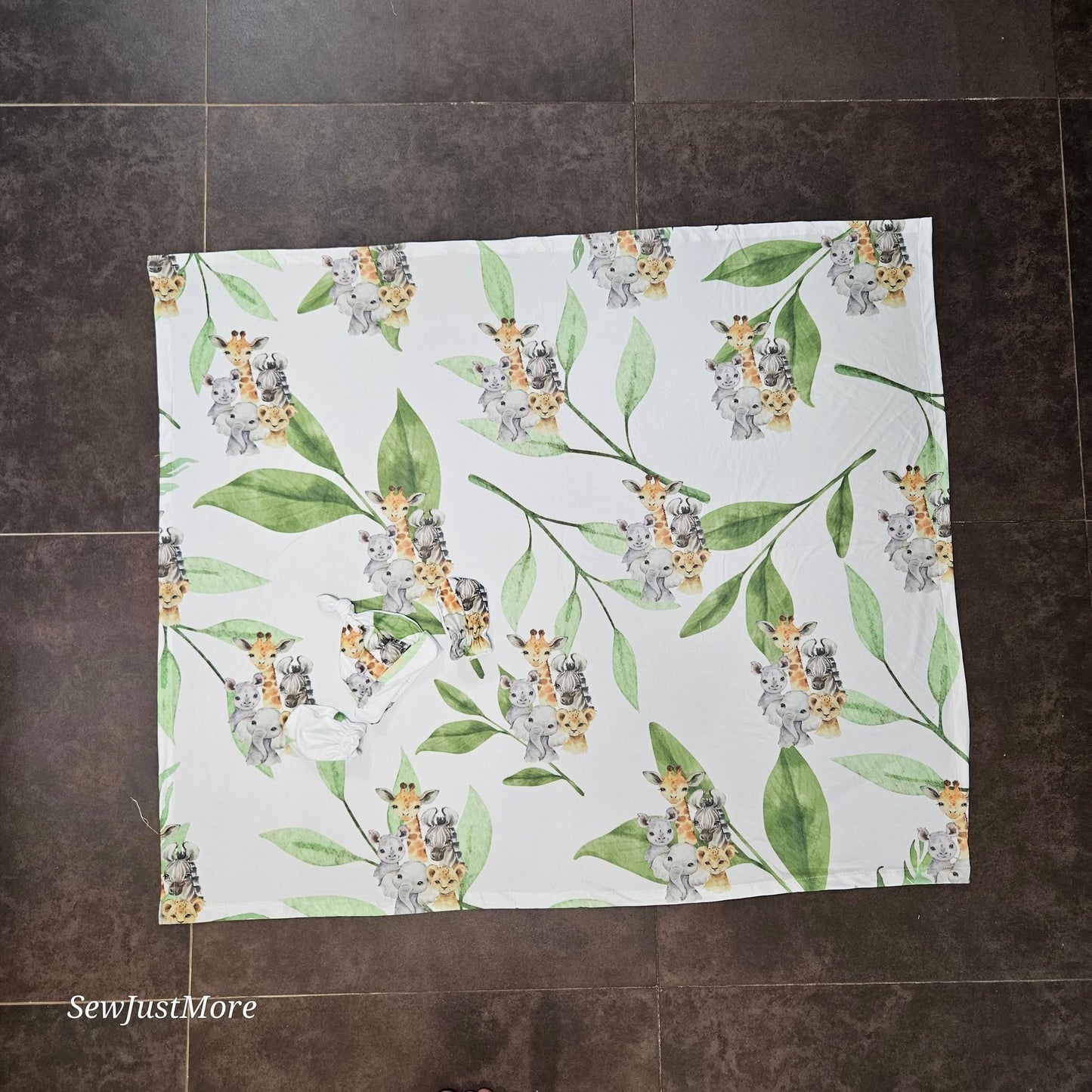 Green Leafy Safari  swaddle set