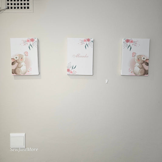 Soft Pink Boho Bunny canvas Set