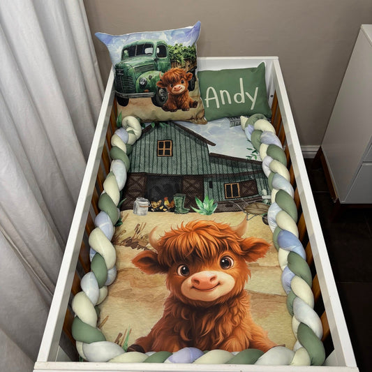 Andy The  Farmer Highland Cow cot linen