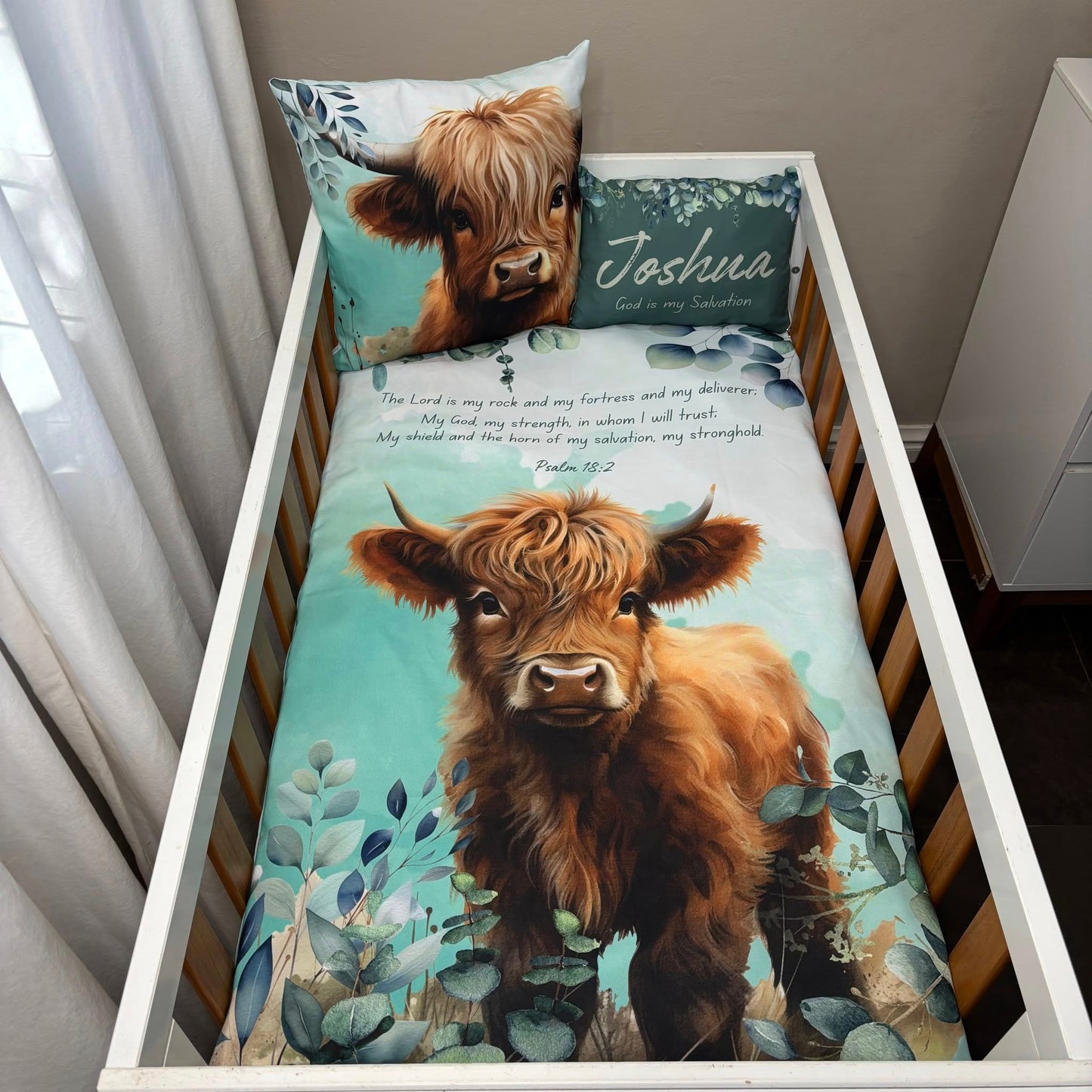 Joshua the Highland Cow cot linen