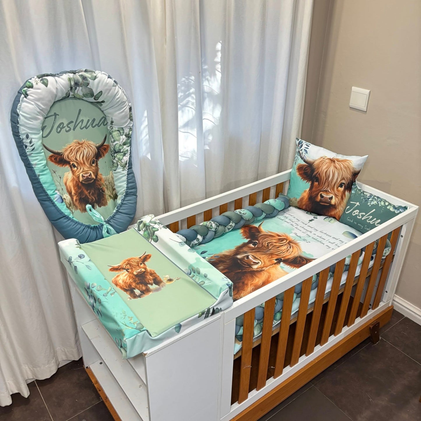 Joshua the Highland Cow cot linen
