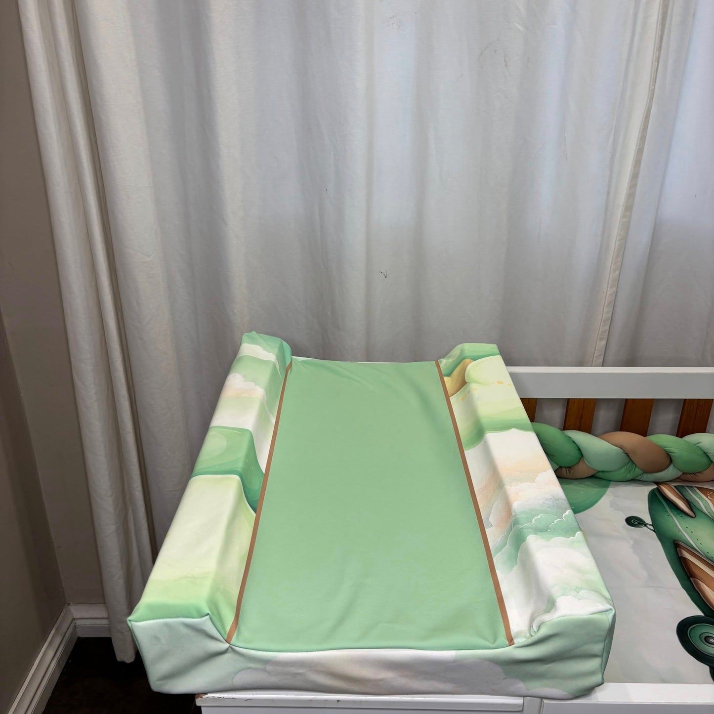 Baby Mint Ellie takes to the Sky!  Waterproof Changing Mat