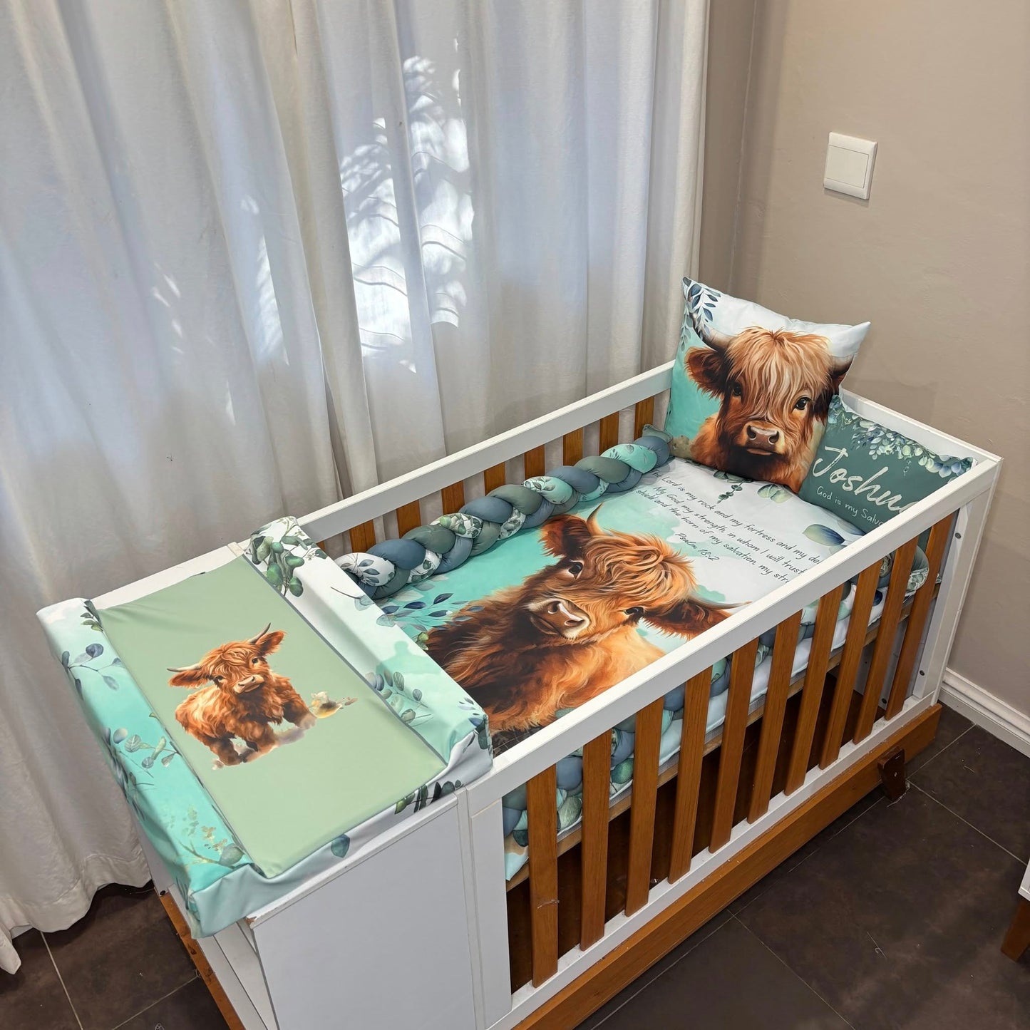 Joshua the Highland Cow cot linen