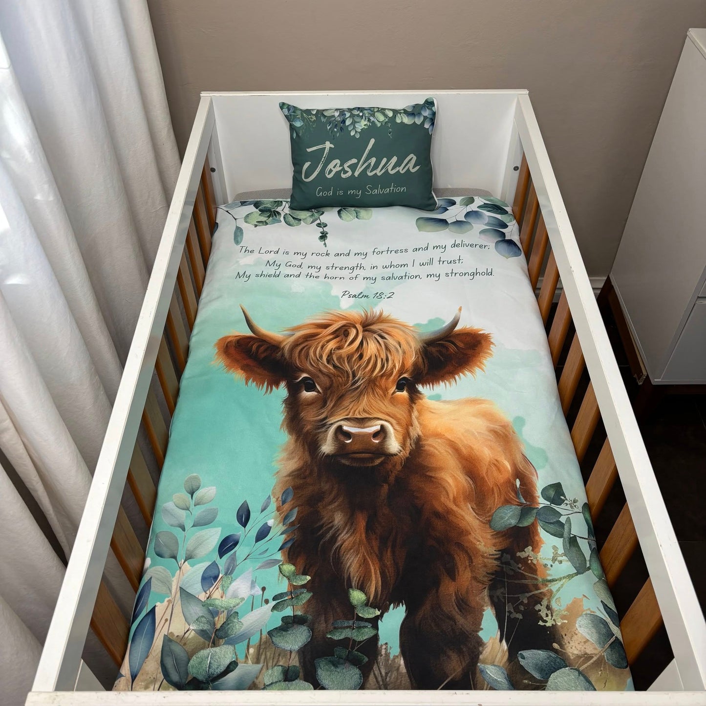 Joshua the Highland Cow cot linen