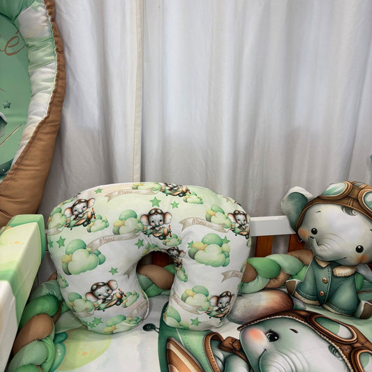 Baby Mint Ellie takes to the Sky!  nursing pillow