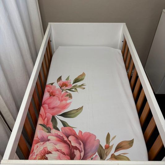 Boho Peony Deer  Fitted Sheet
