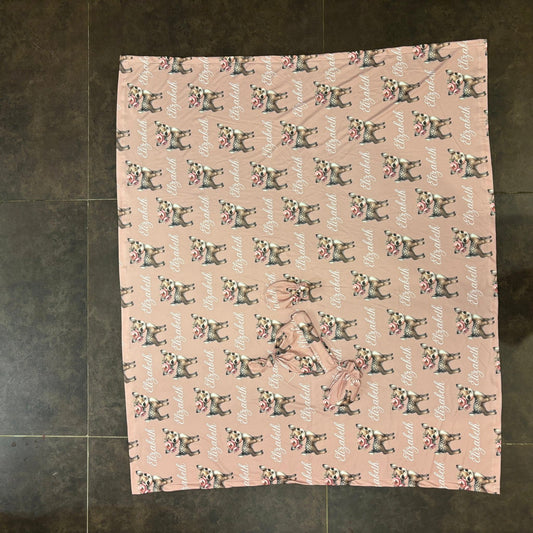 Boho Peony Deer  swaddle blanket set