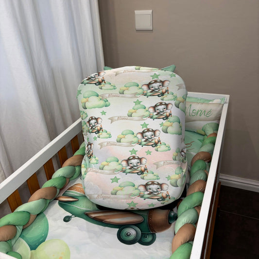 Baby Mint Ellie takes to the Sky!  car seat cover