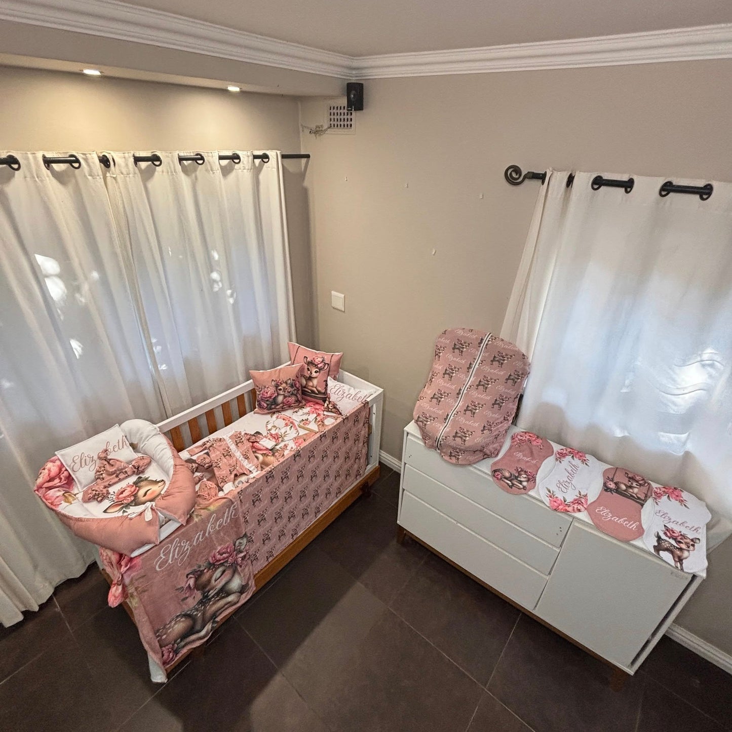 Boho Peony Deer cot linen