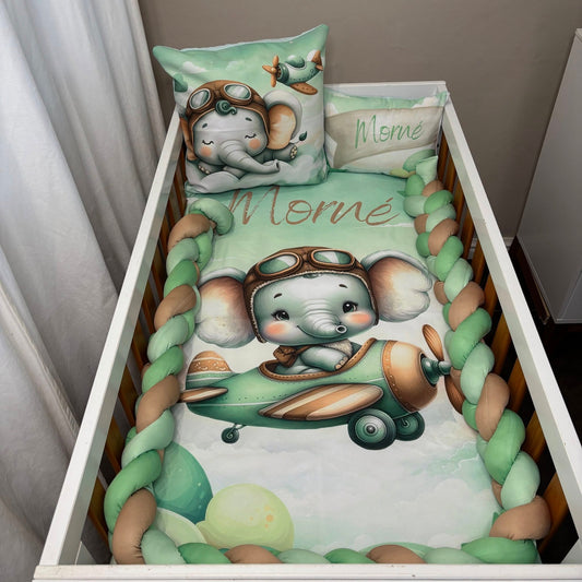 Baby Mint Ellie takes to the Sky!  cot linen