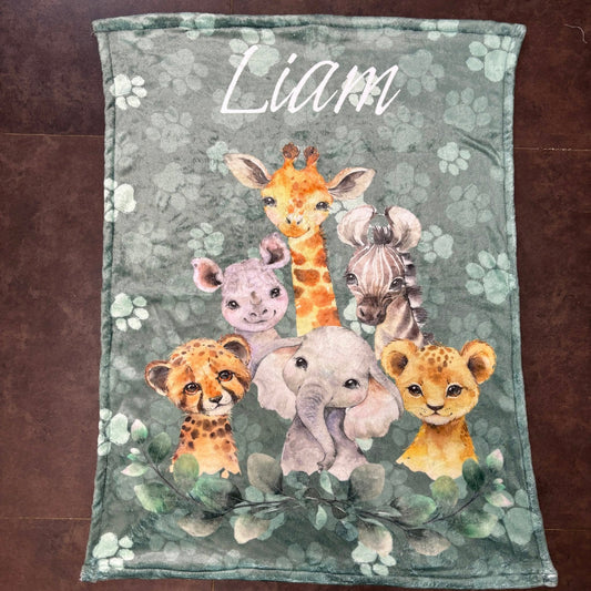 Pawesome Sage Safari Fleece Blanket