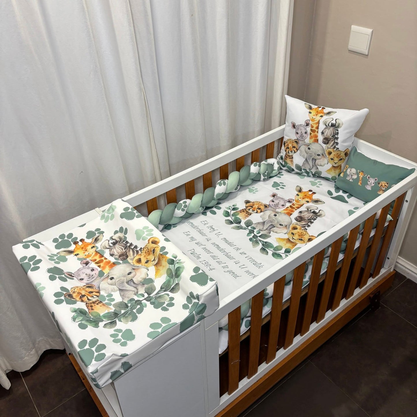 Pawesome Sage Safari Cot Linen
