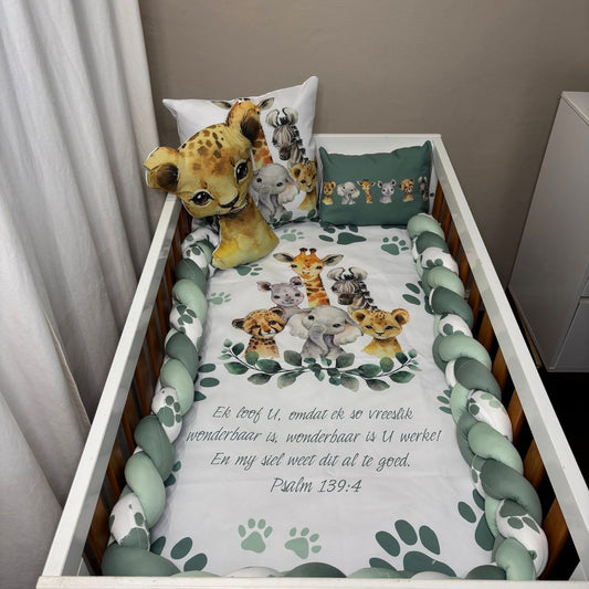 Pawesome Sage Safari cot linen