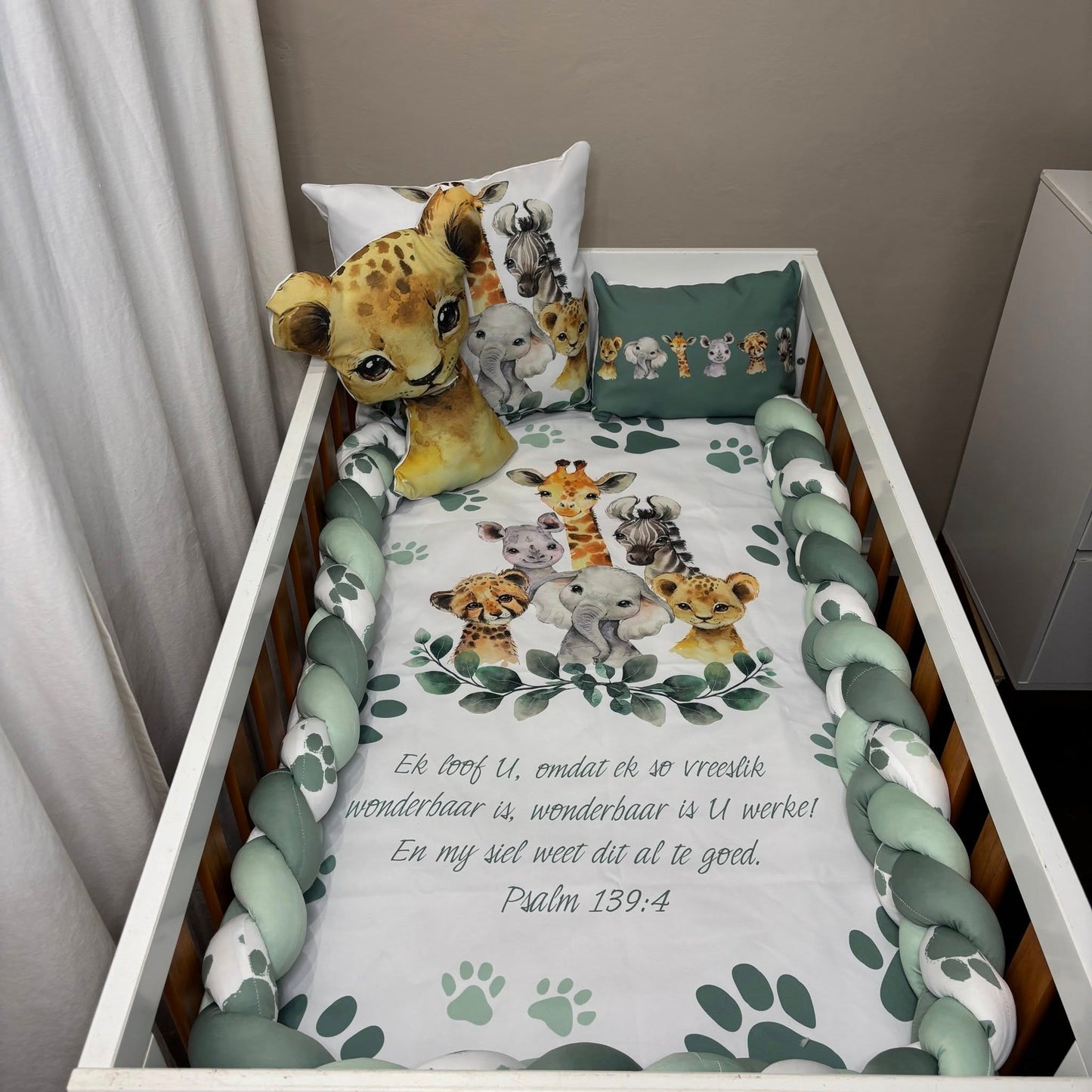 Pawesome Sage Safari Cot Linen