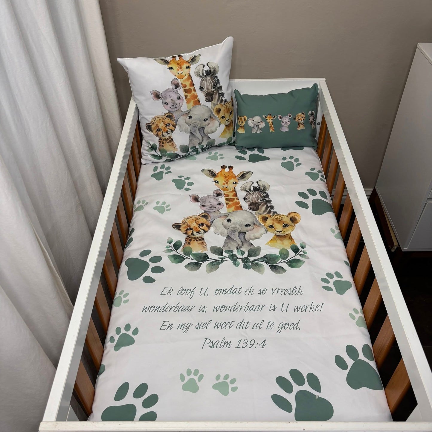 Pawesome Sage Safari Cot Linen