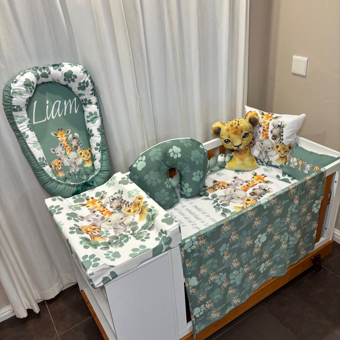 Pawesome Sage Safari Cot Linen