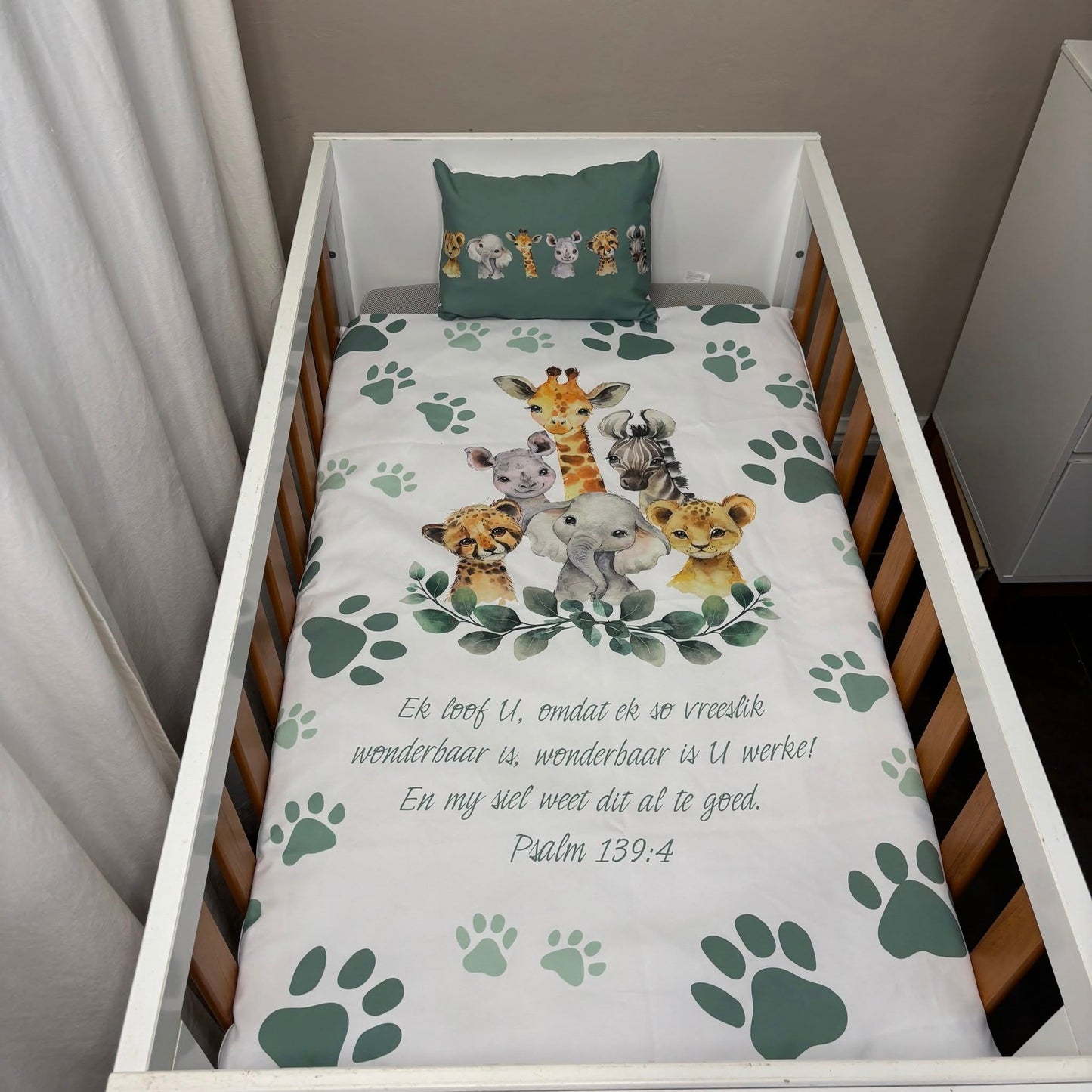 Pawesome Sage Safari Cot Linen