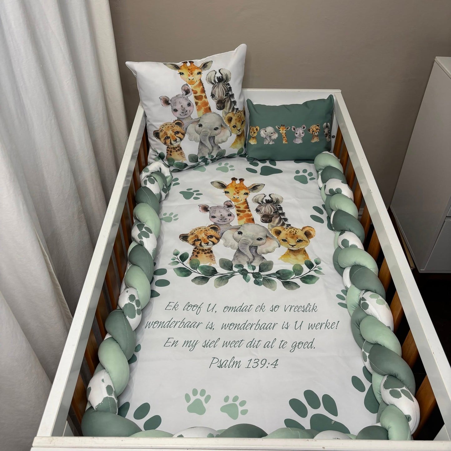 Pawesome Sage Safari Cot Linen