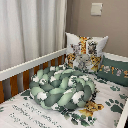 Pawesome Sage Safari  Cot Bumper