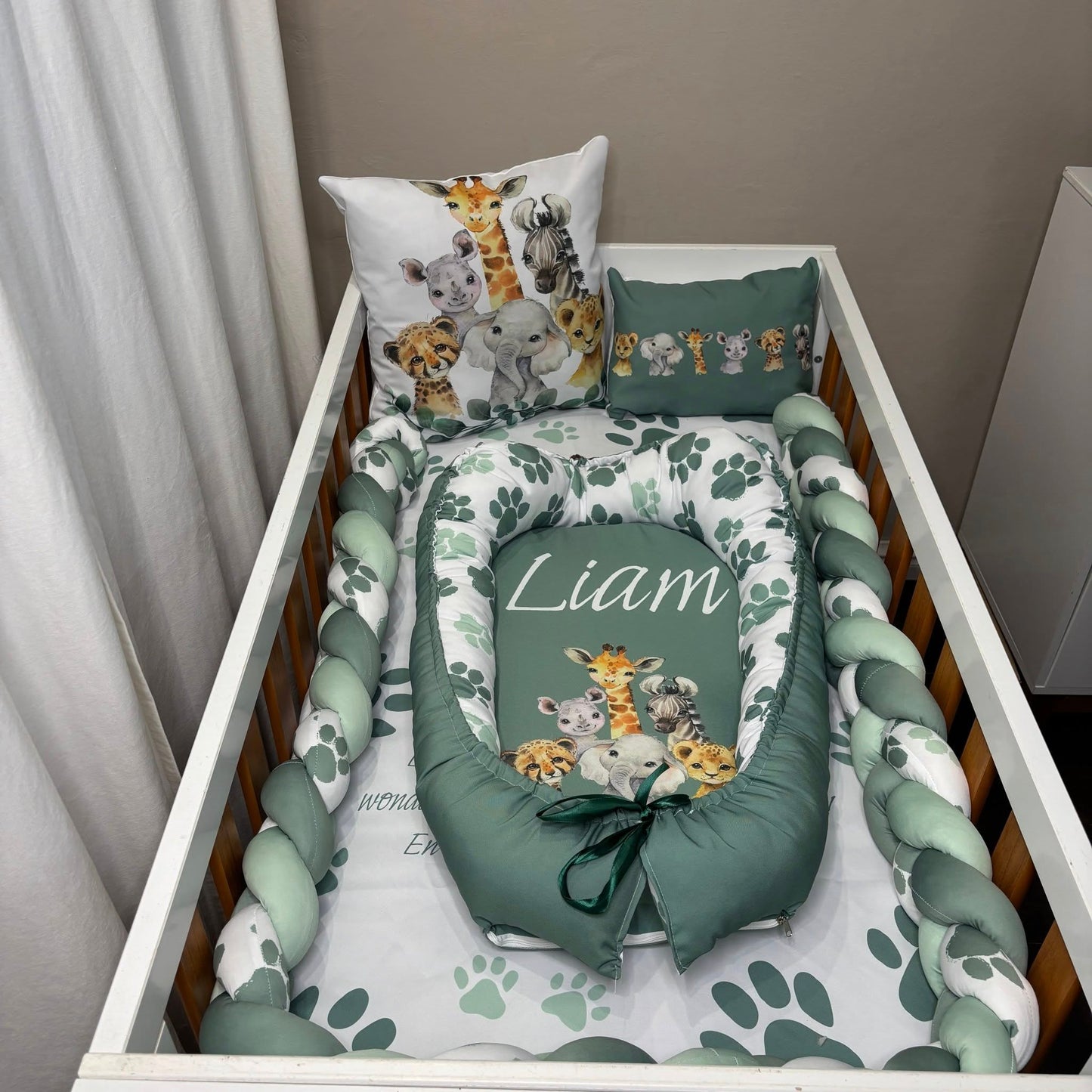 Pawesome Sage Safari Cot Linen
