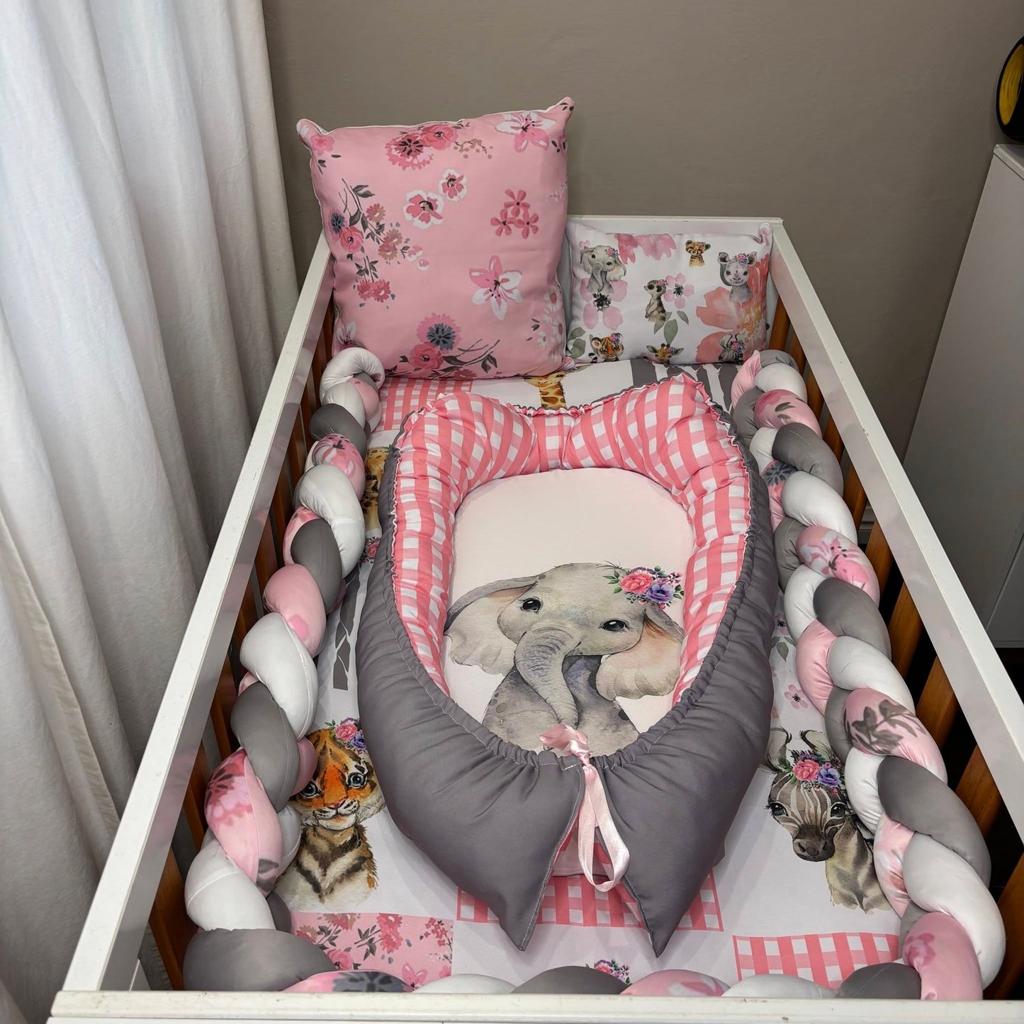 Pink Quilt Safari cot linen