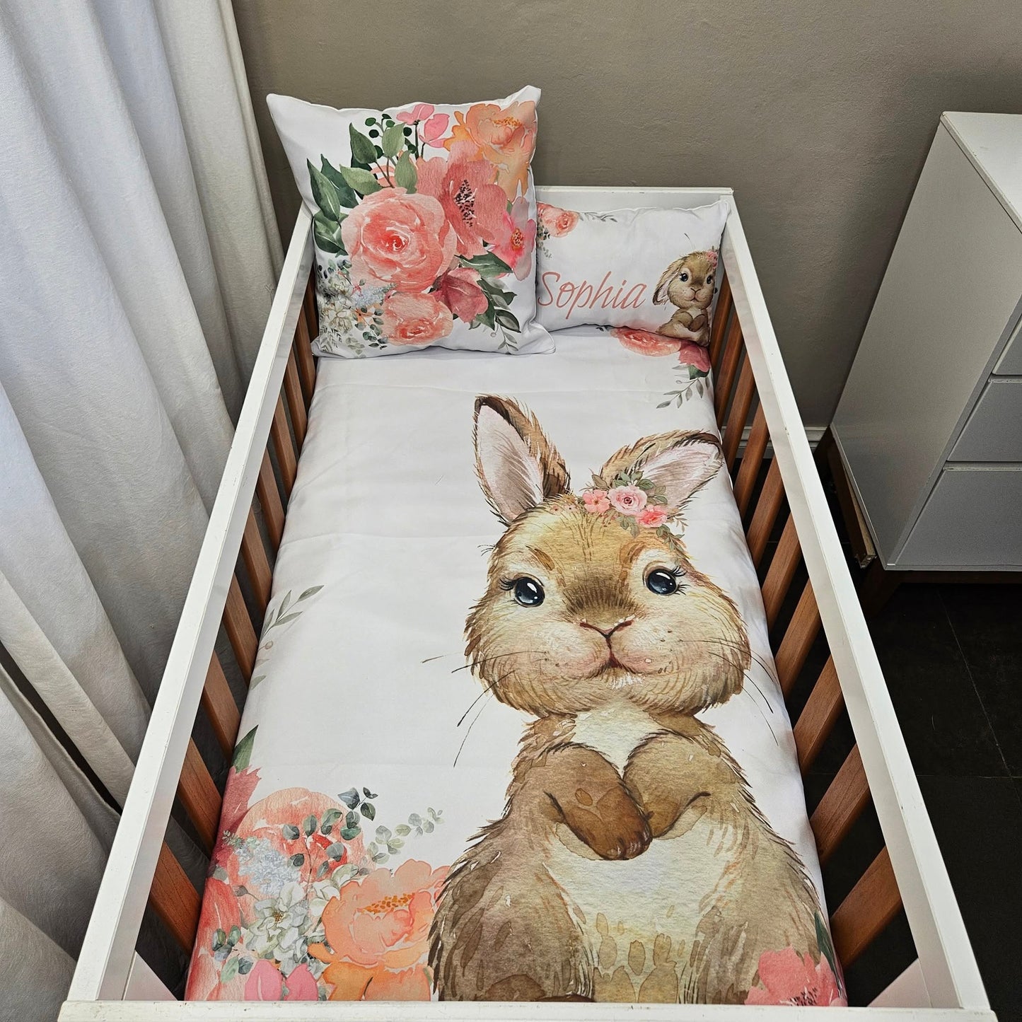 Peachy Soft Bunny cot linen