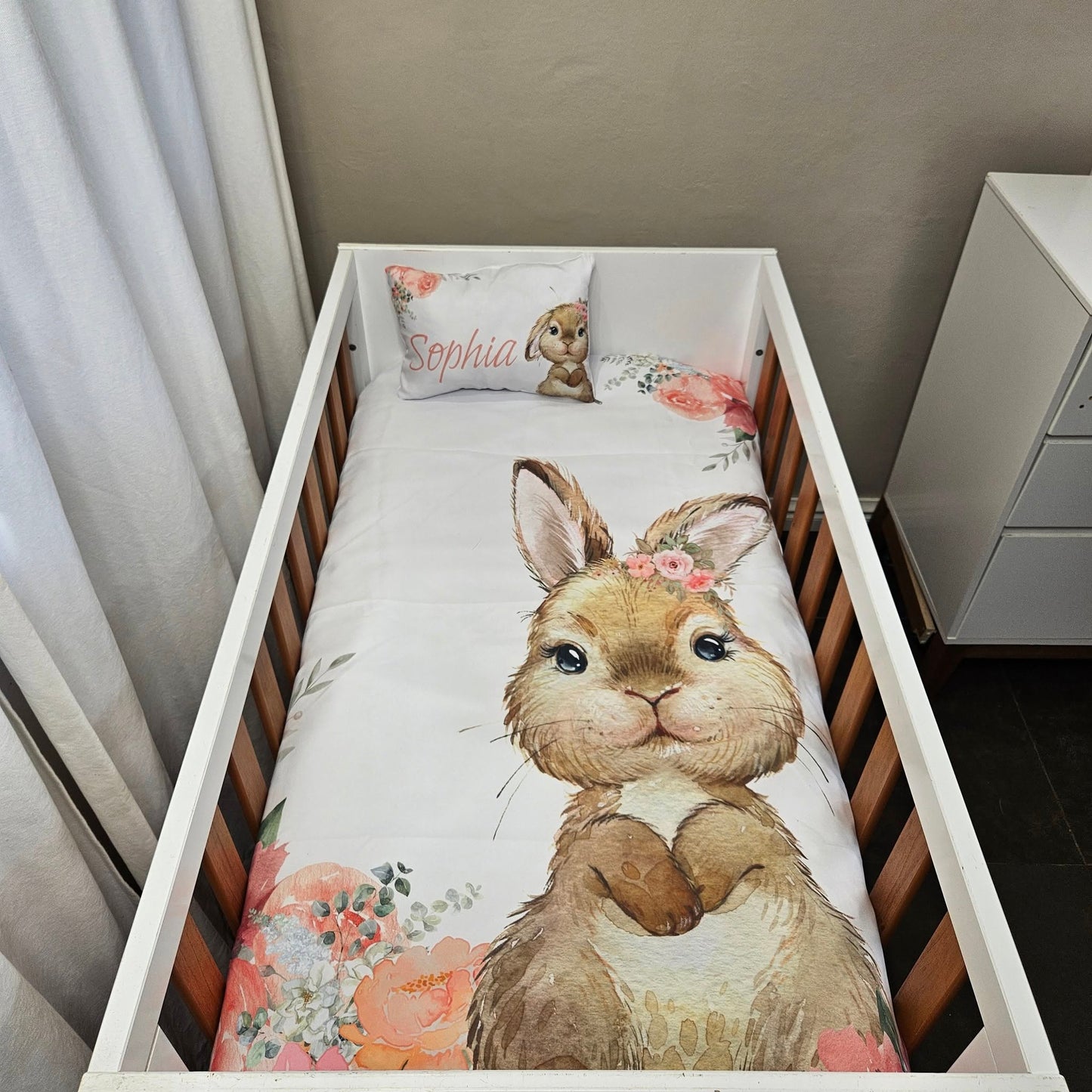 Peachy Soft Bunny cot linen