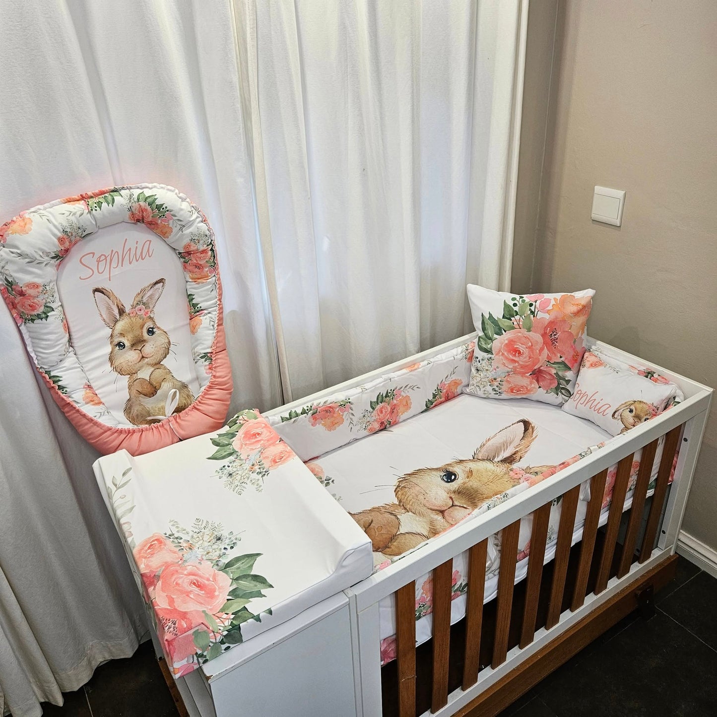 Peachy Soft Bunny cot linen