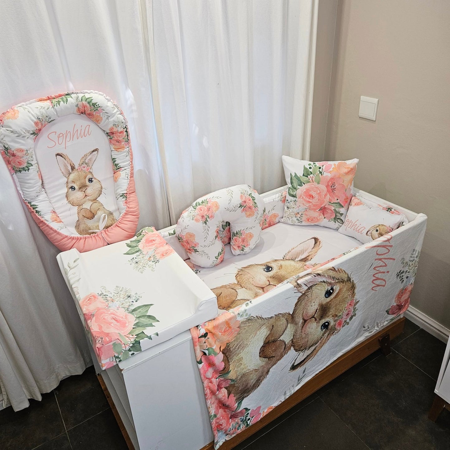 Peachy Soft Bunny cot linen