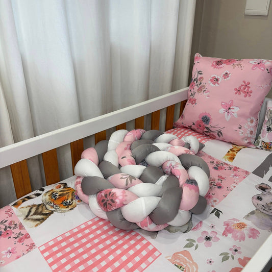 Pink Quilt Safari Cot Bumper