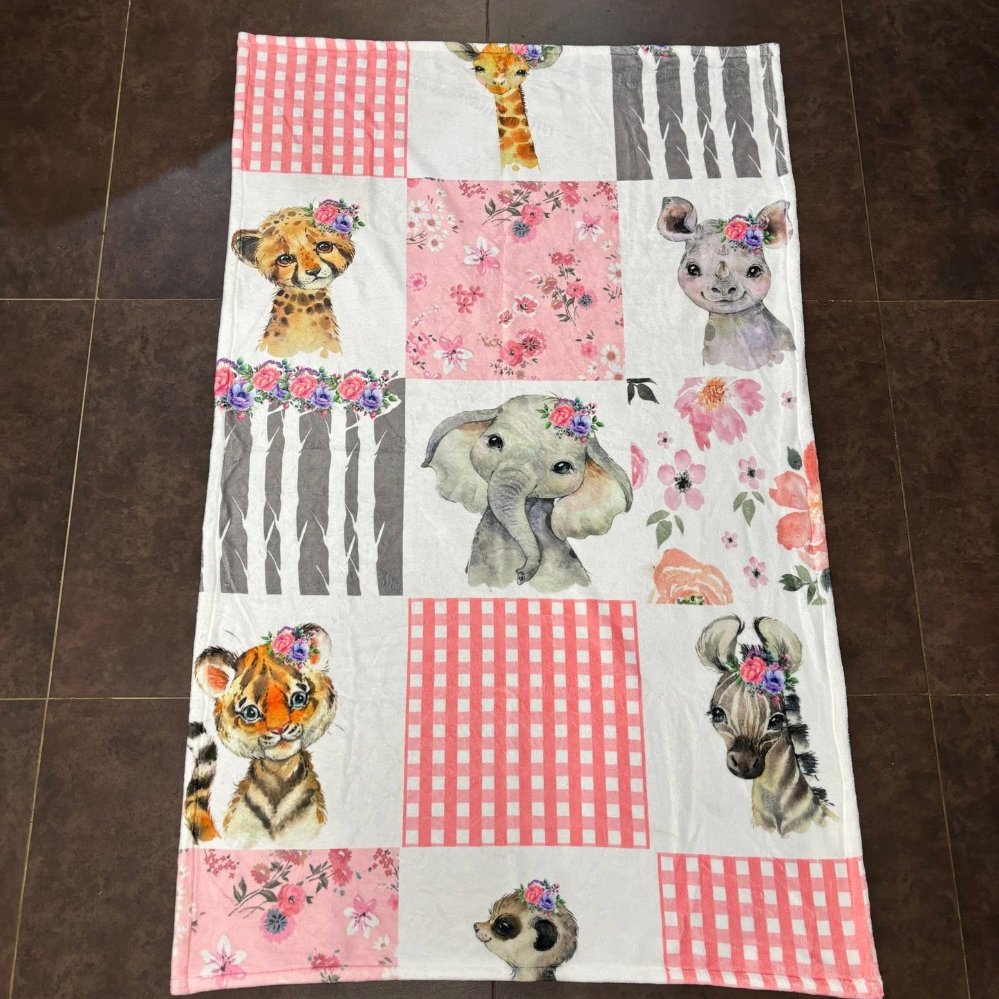 Pink Quilt Safari Fleece Blanket