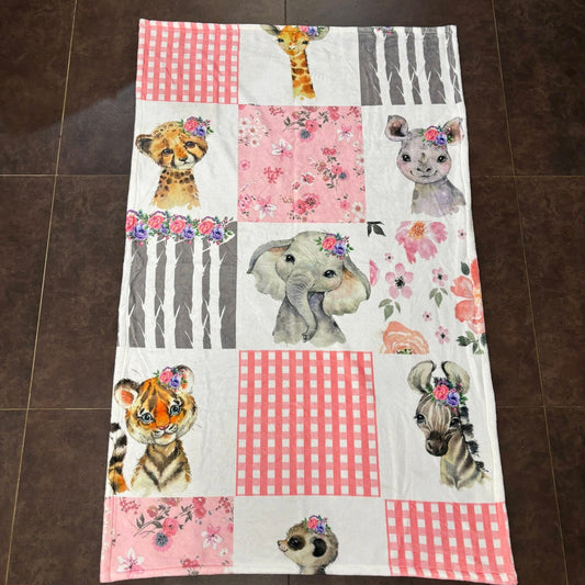 Pink Quilt Safari Fleece Blanket