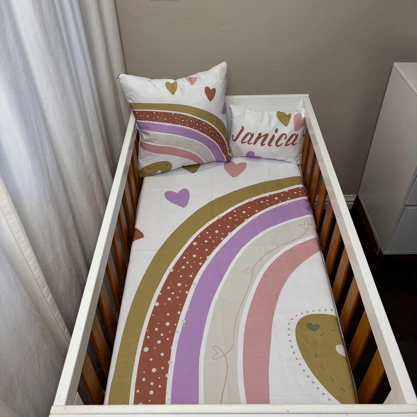 Boho Bronze Rainbow cot linen