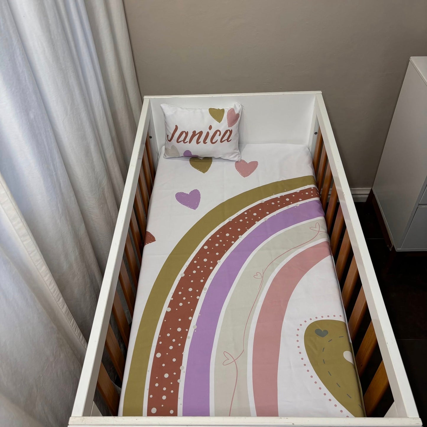Boho Bronze Rainbow cot linen
