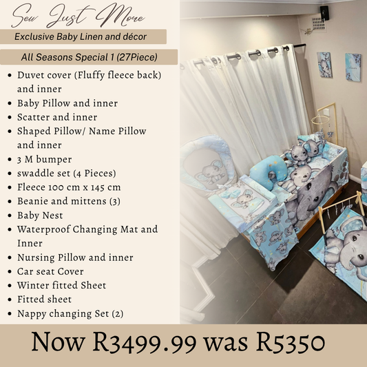 All Seasons Special 1 (27Piece) custom Cot linen