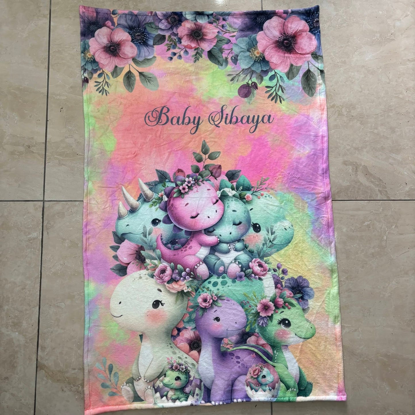 Colorful Rainbow Dino cot linen