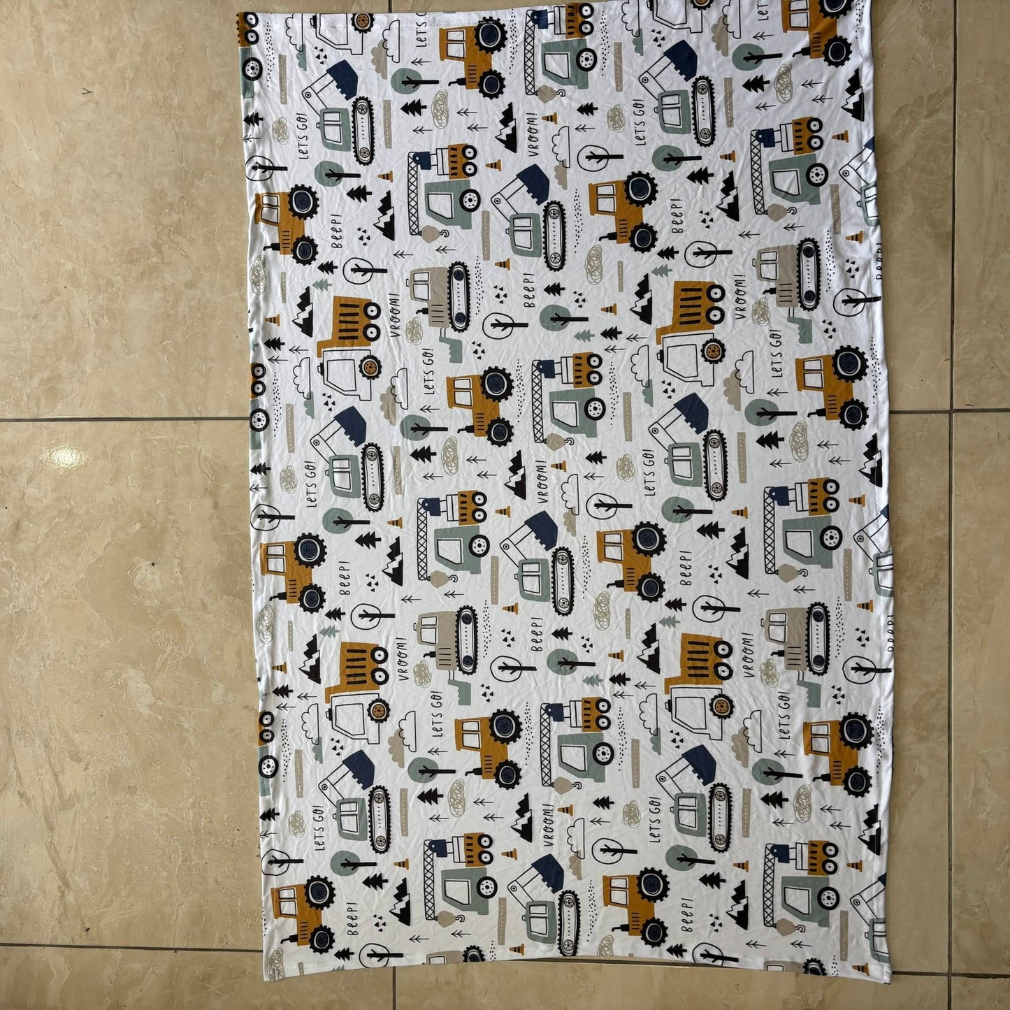 Baby Blue and Mustard Construction Swaddle set