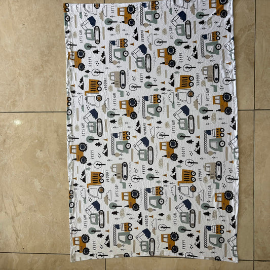 Baby Blue and Mustard Construction Swaddle set