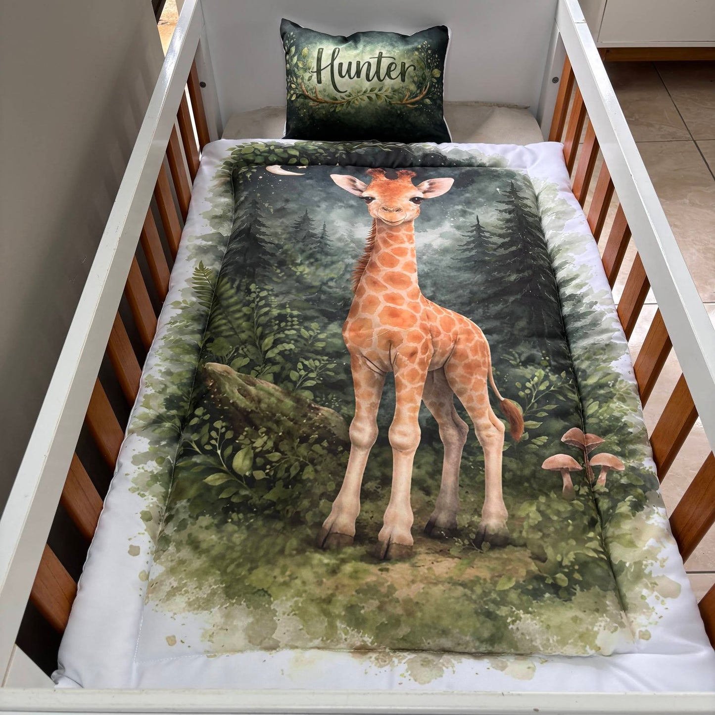 Boho Forest Giraffe cot linen