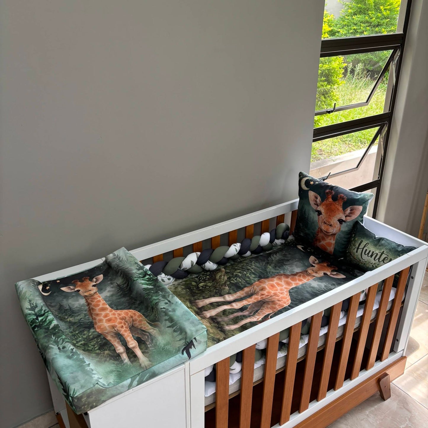Boho Forest Giraffe cot linen